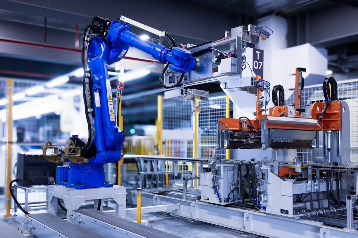 Bras robotique industriel symbolisant l'automatisation par l'IA